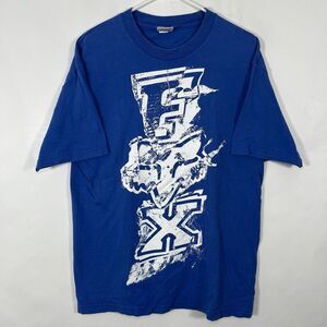Vintage Fox Racing T Shirt Mens Size Large Blue White Graphic Short Sleeve